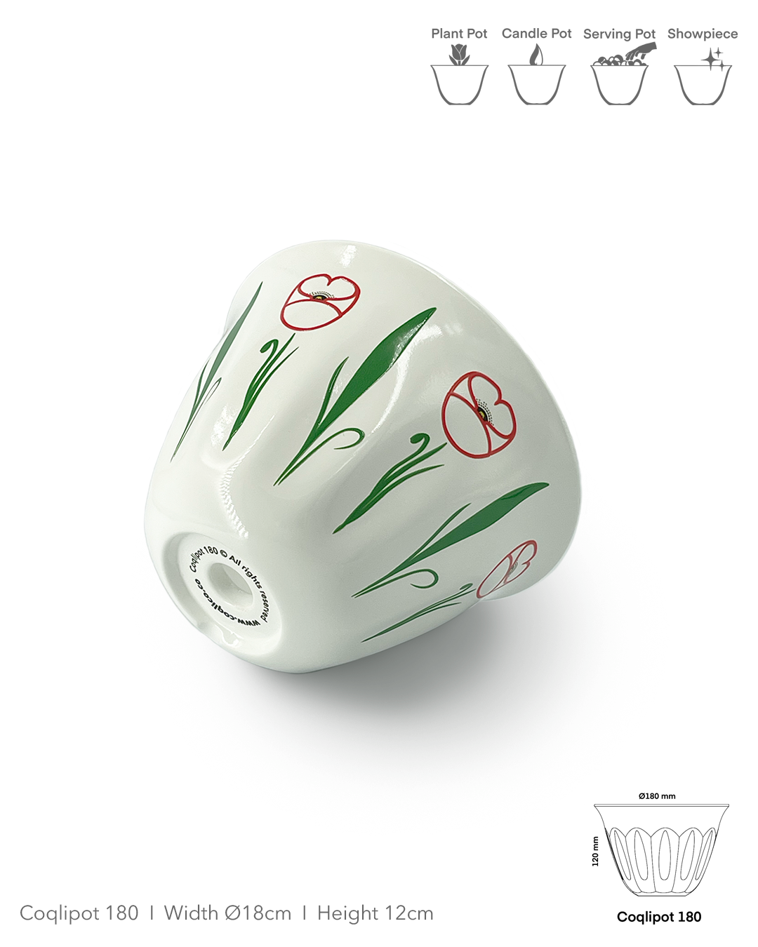 Coqlipot© 180 — Lebanese Poppy Red Outline (Made-To-Order)